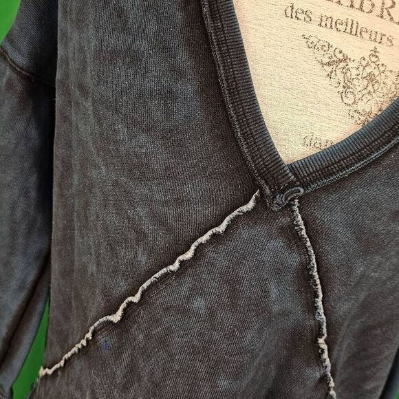 Free People Womens Indigo Blue Westeros V Neck Oversized Pullover Sweater‎ Small - Picture 3 of 5